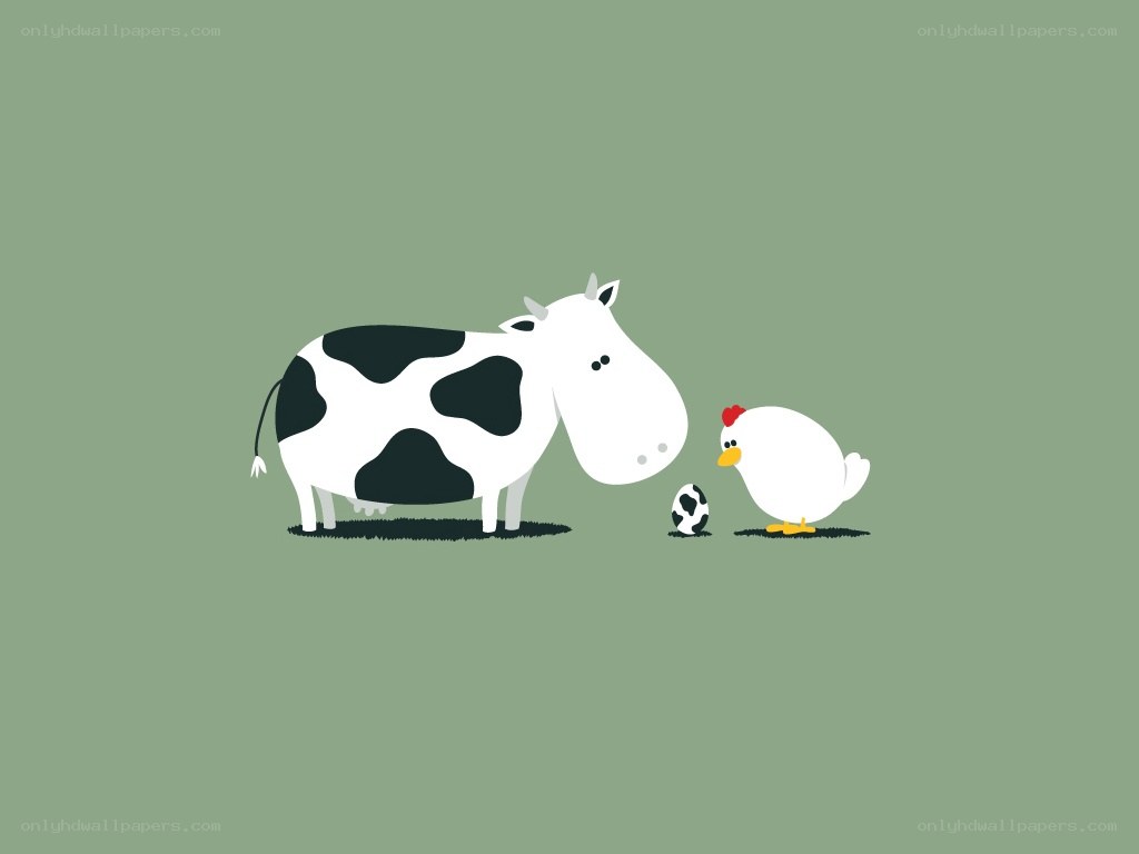 Cow and chicken with egg