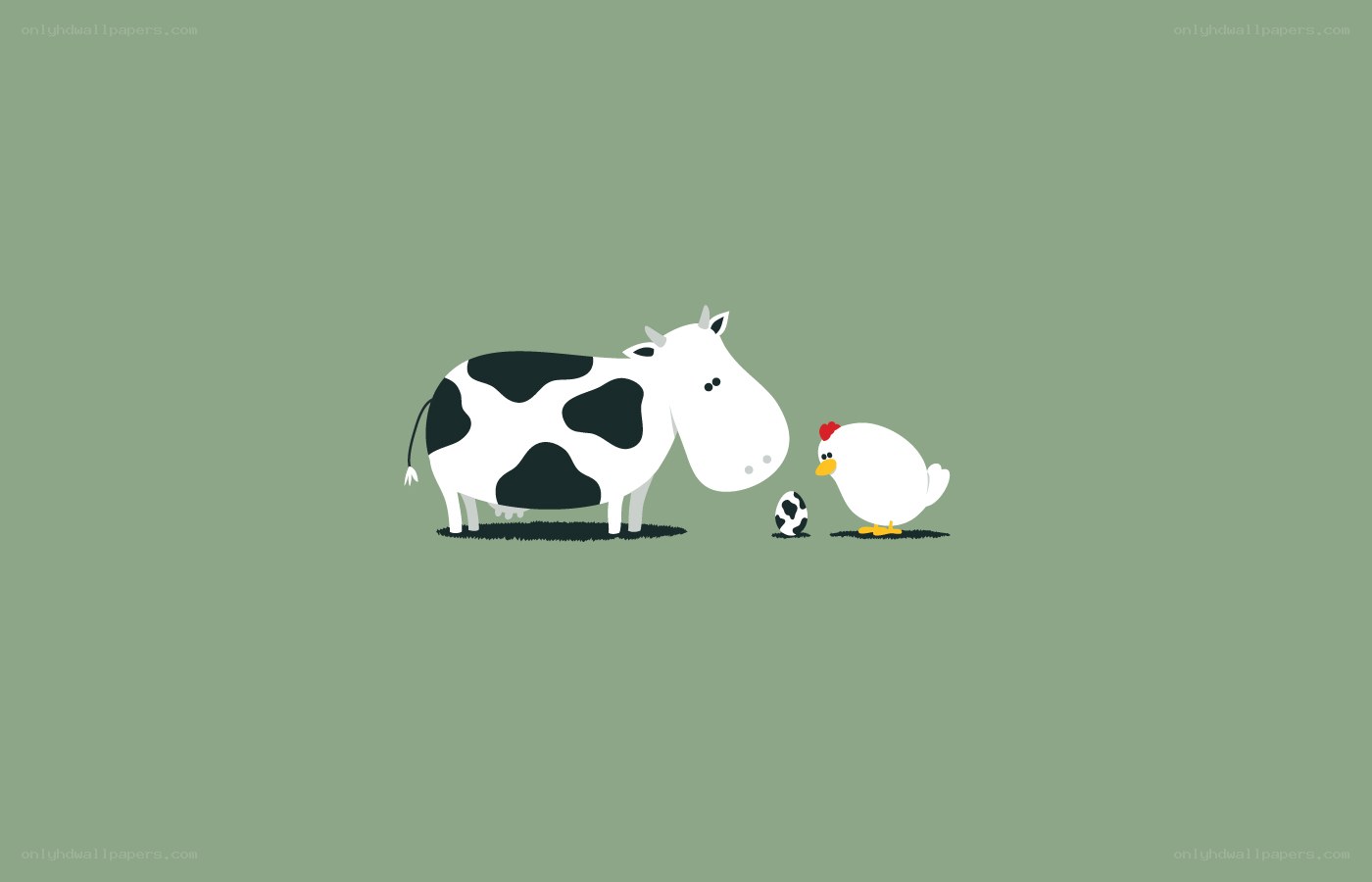 Cow and chicken with egg