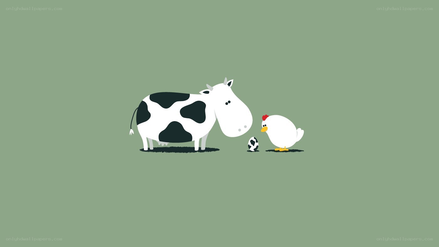 Cow and chicken with egg