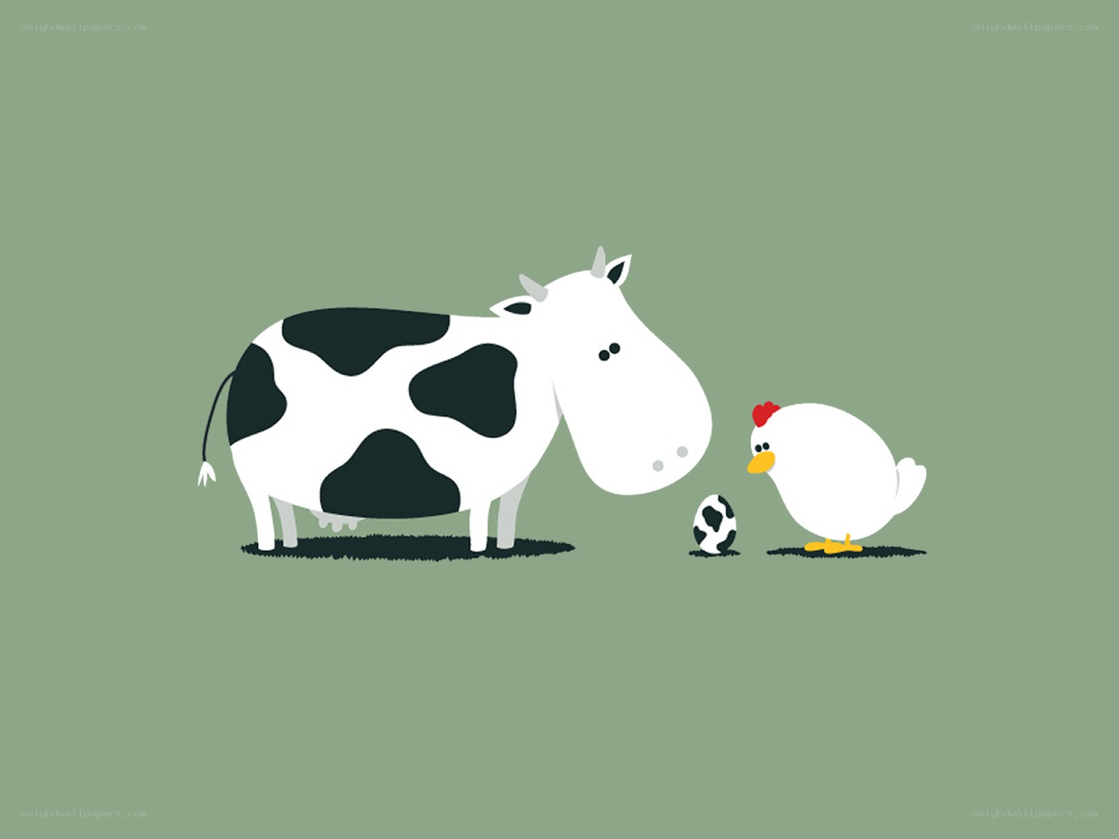 Cow and chicken with egg