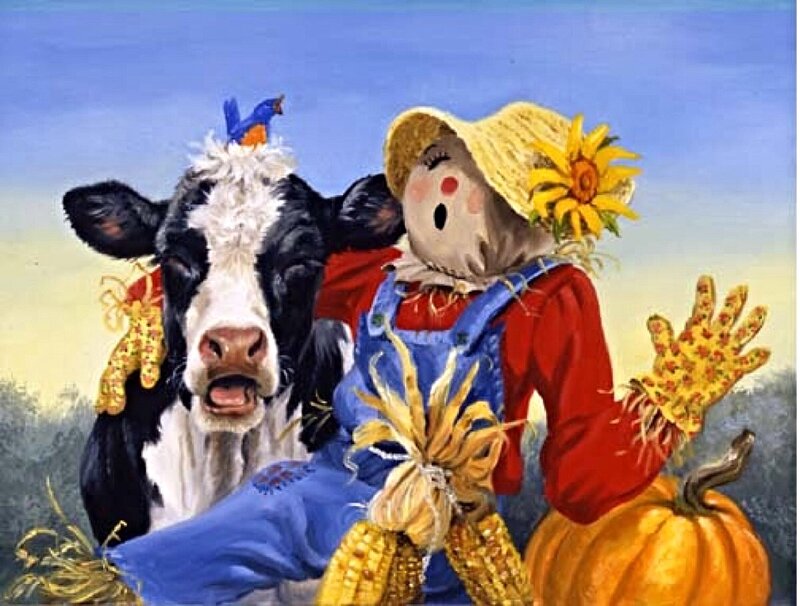 Cow and Scarecrow