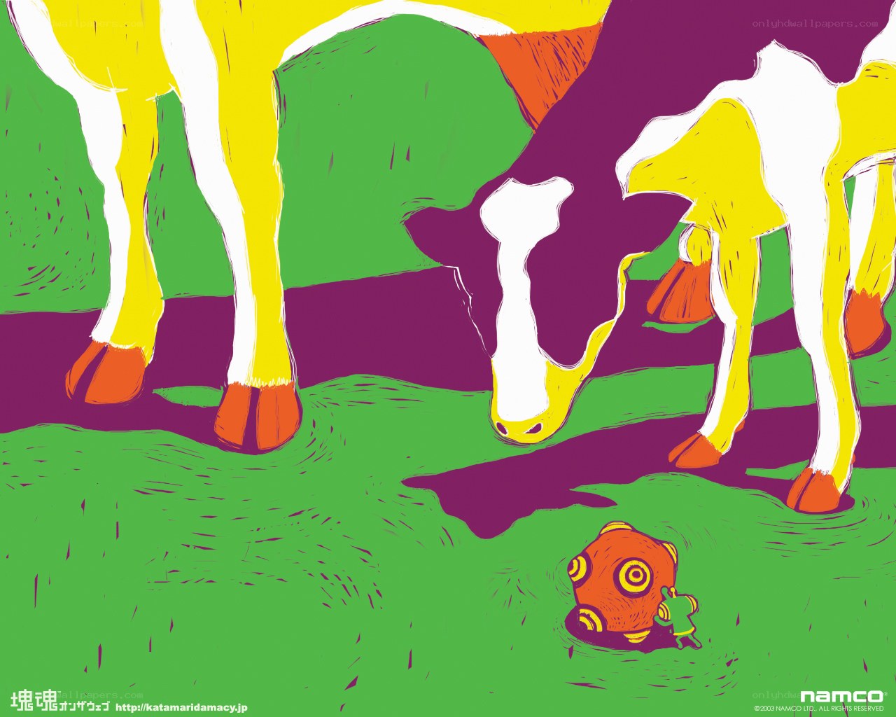 Cow and small creature illustration