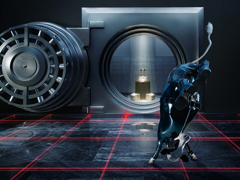 Cow in a bank vault