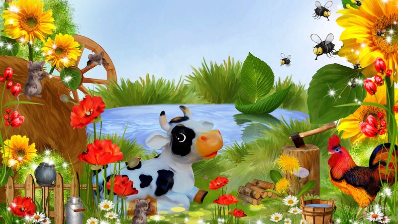 Cow in a Garden