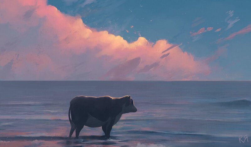 Cow in Shallow Water