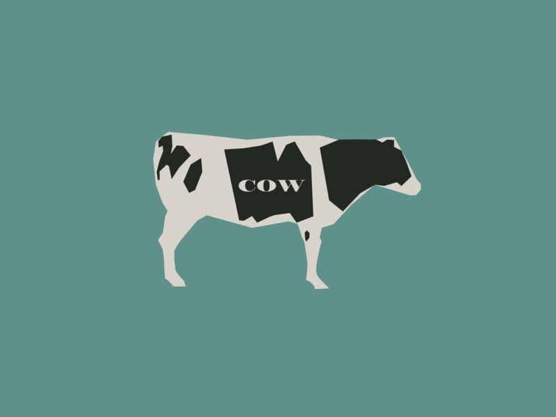 cow silhouette with text