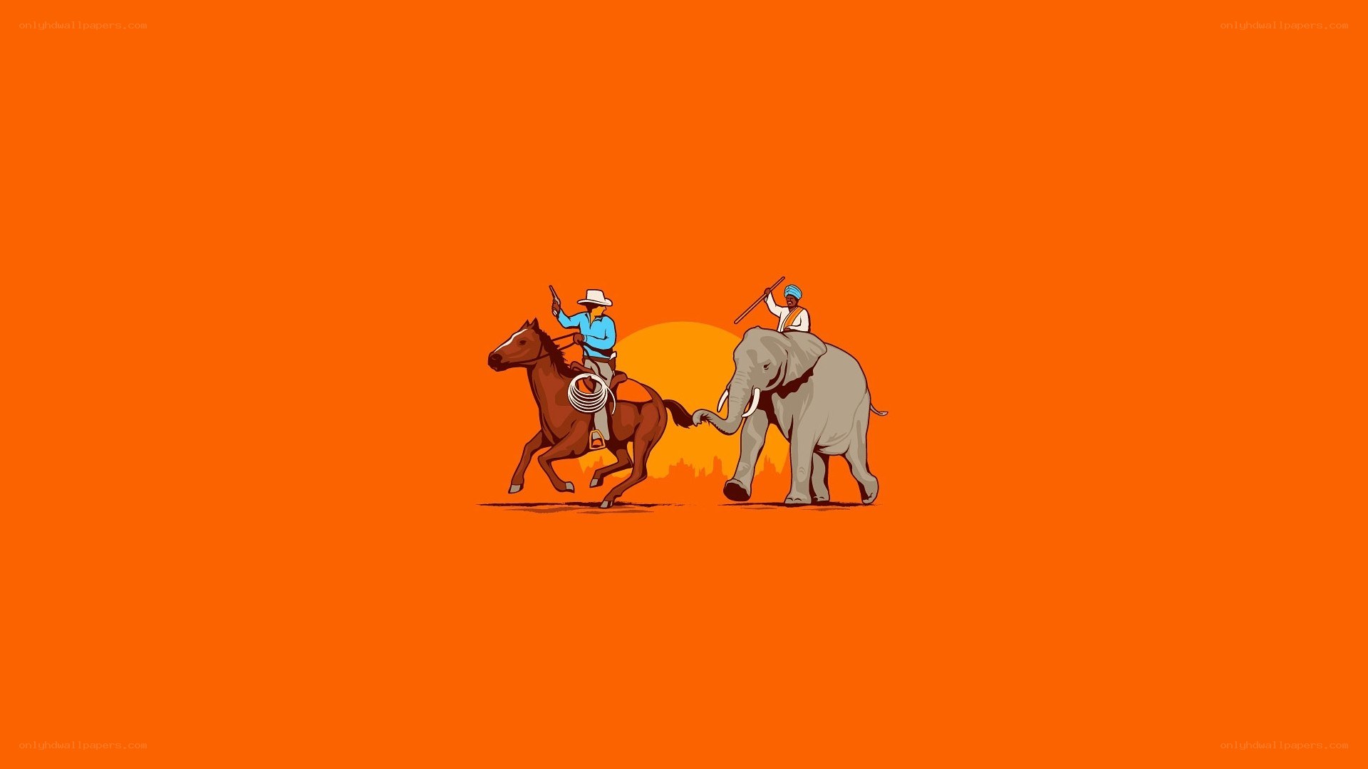 cowboy and elephant riders