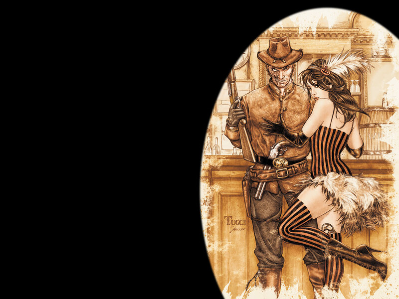Cowboy and Woman in Bar