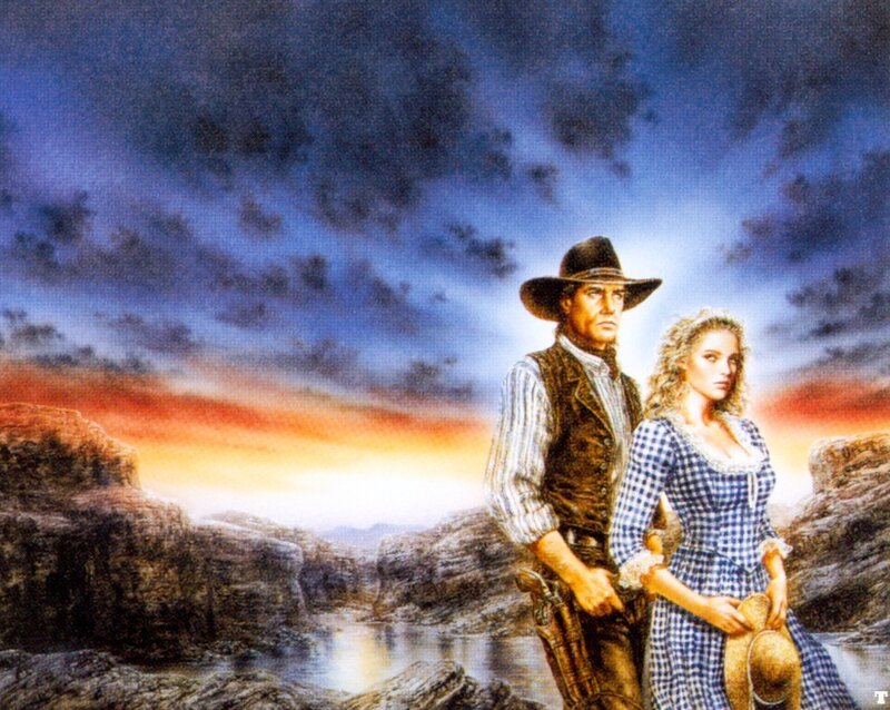 cowboy and woman in canyon