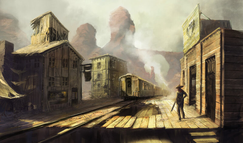 Cowboy at Train Station