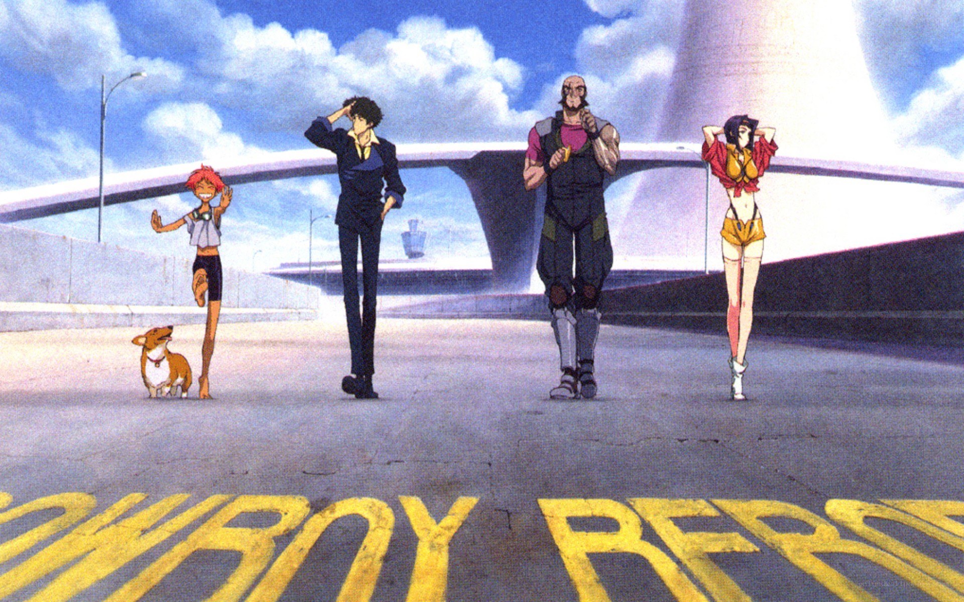 Cowboy Bebop cast on a highway