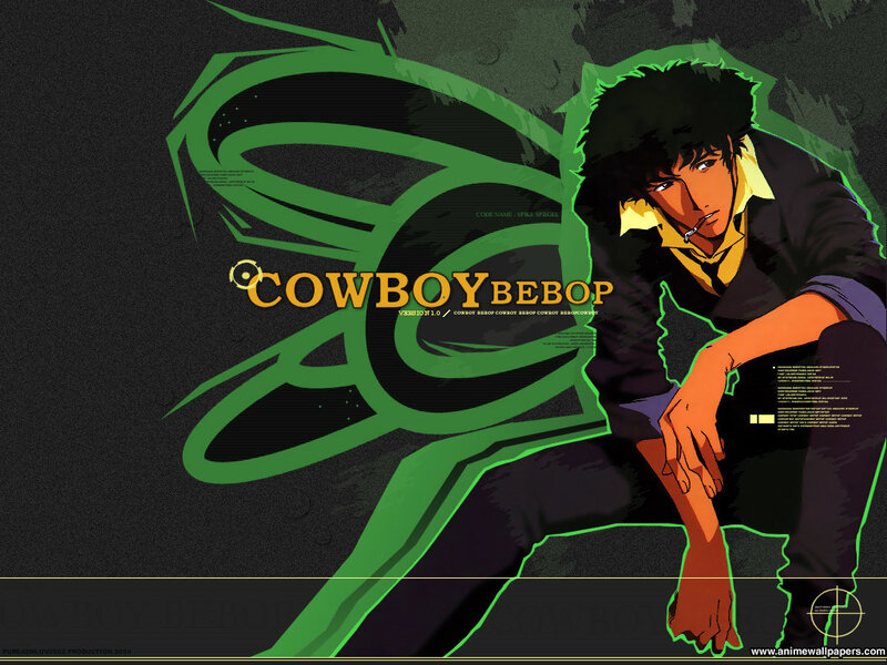 Cowboy Bebop Character — Black, Dramatic, Anime, Green Swirl