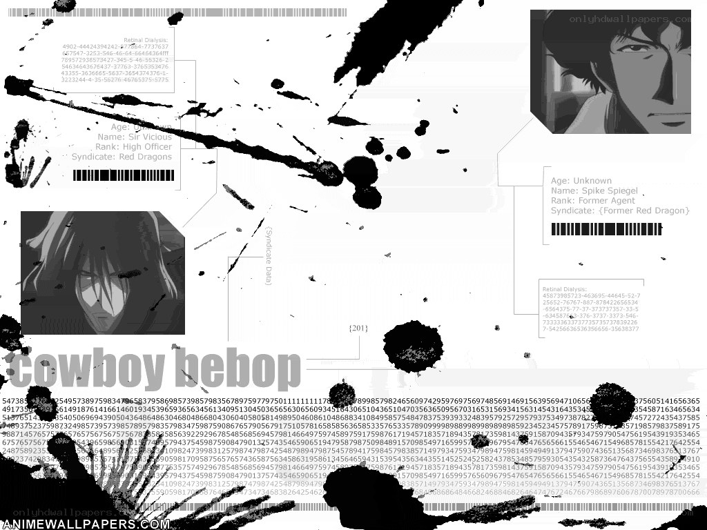 Cowboy Bebop character profile collage