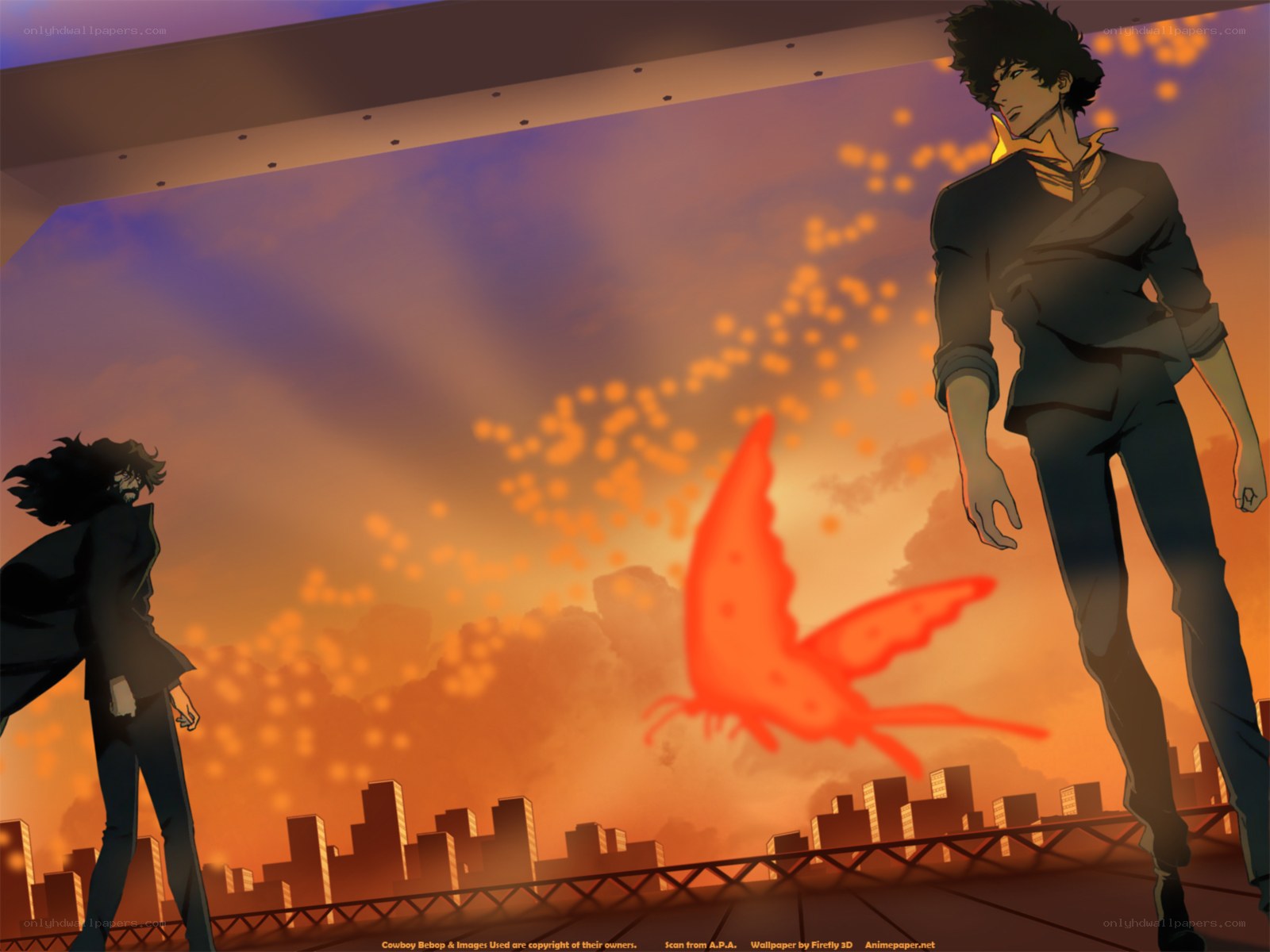 Cowboy Bebop characters at sunset