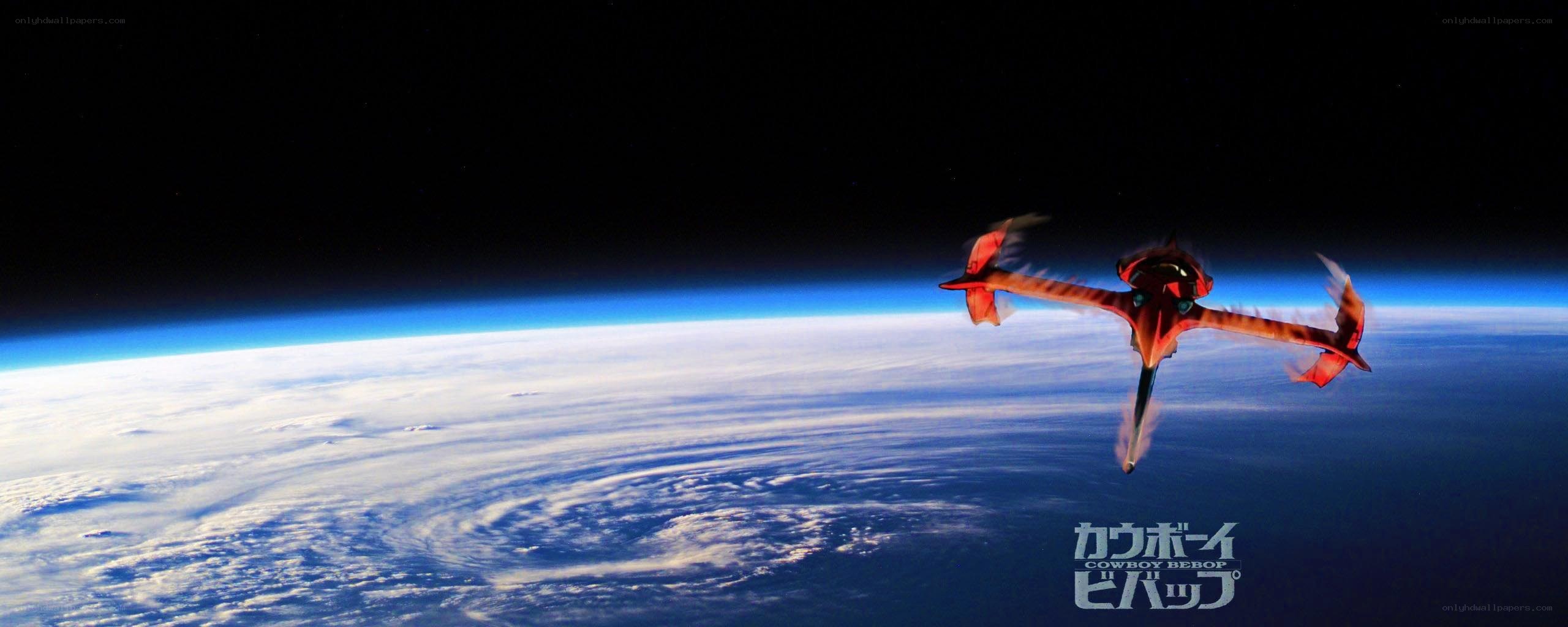 Cowboy Bebop spacecraft over Earth