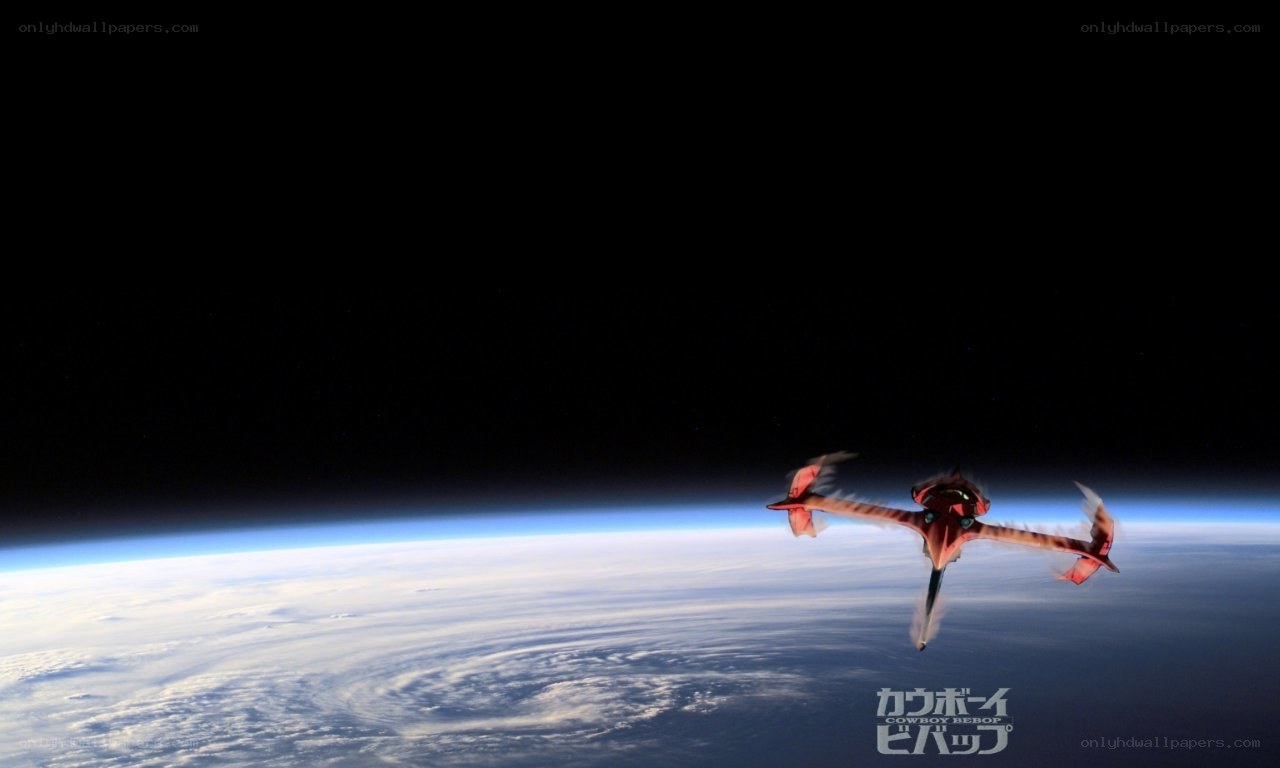 Cowboy Bebop spacecraft over Earth