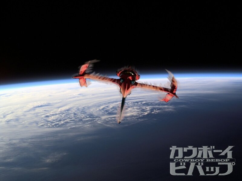 Cowboy Bebop spaceship in orbit