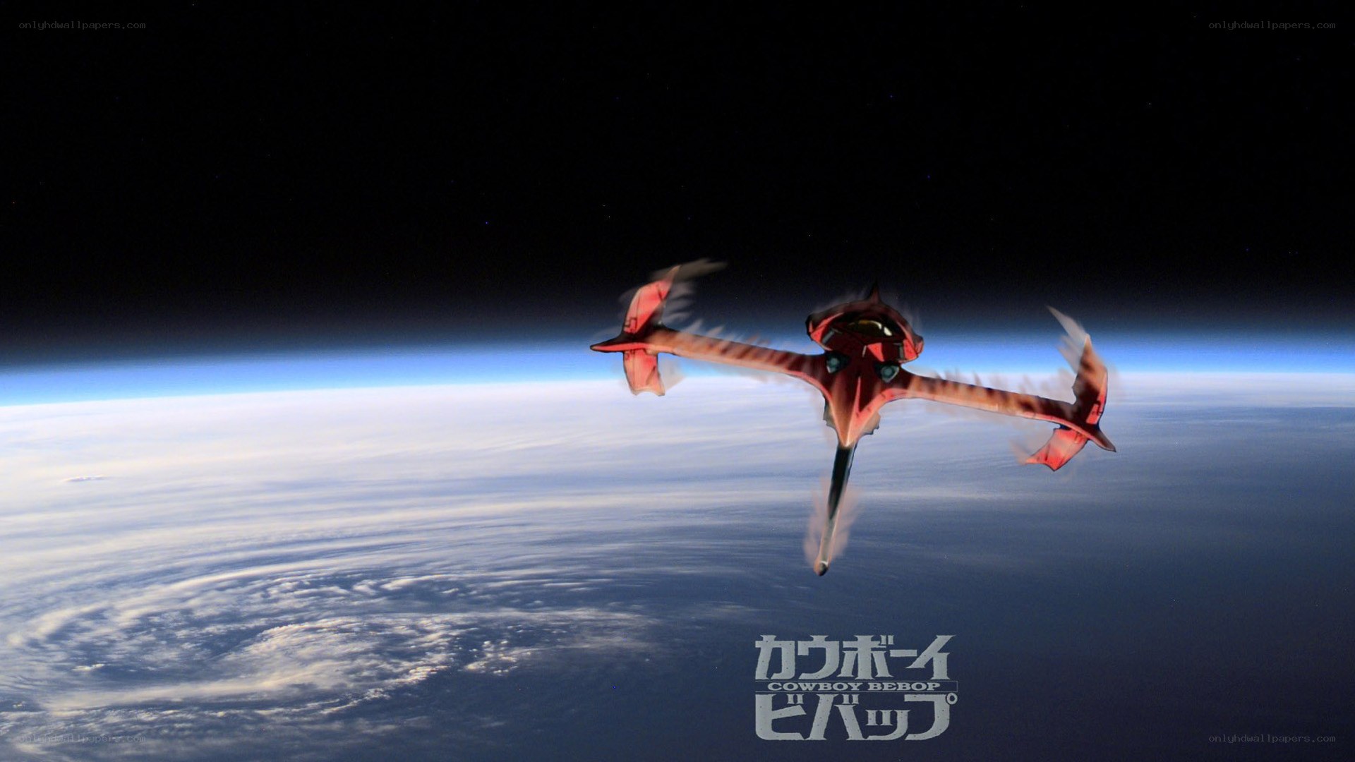 Cowboy Bebop spaceship in orbit