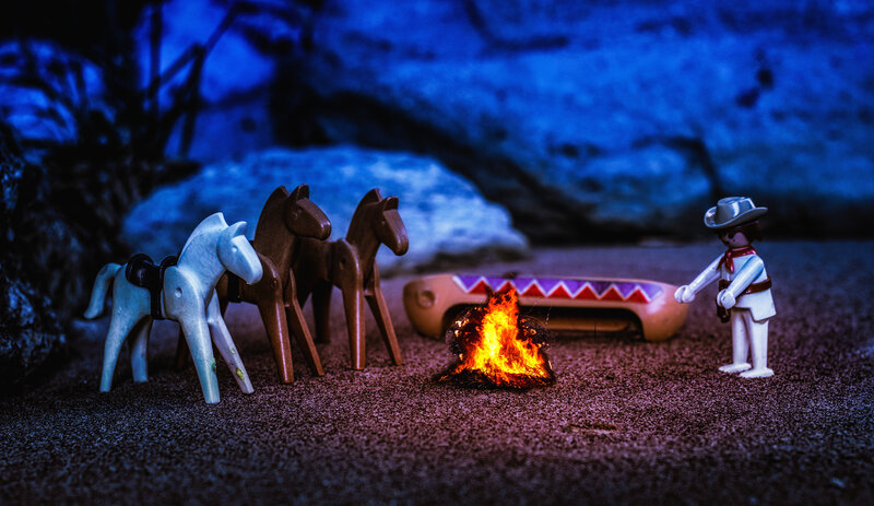 Cowboy Figure with Horses