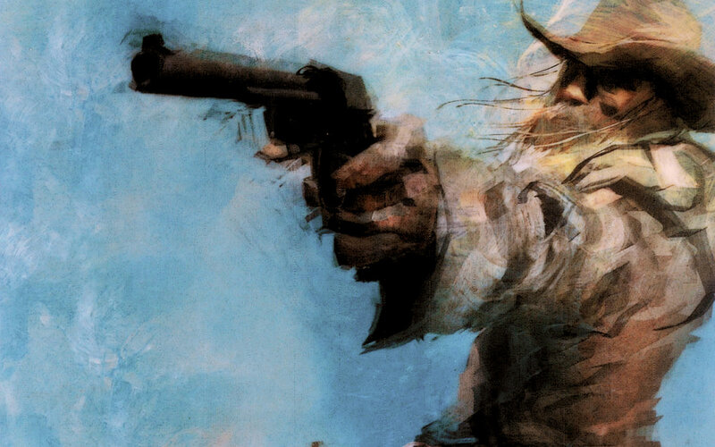 cowboy firing a revolver