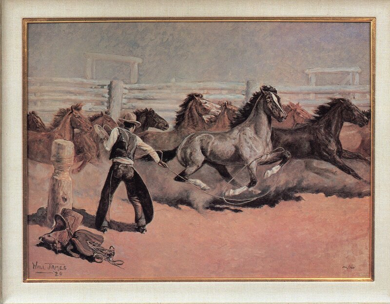 Cowboy Herding Horses — Brown, Dynamic