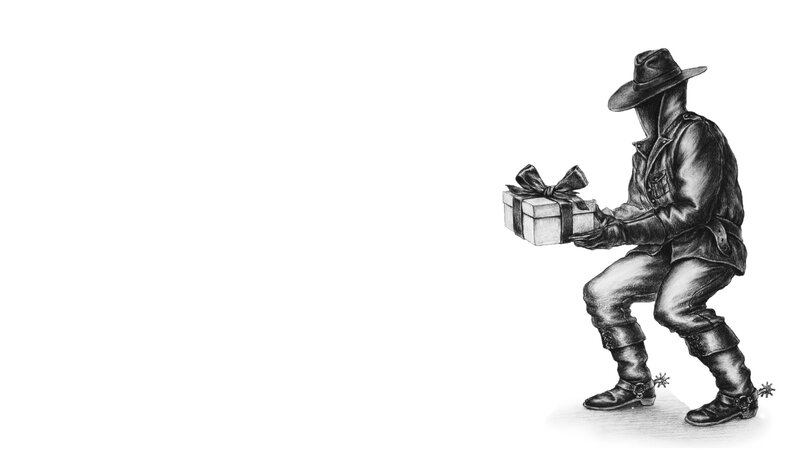 Cowboy Holding Gift