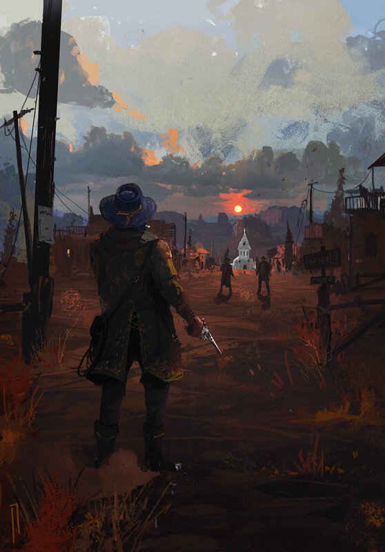 Cowboy in Desert Town