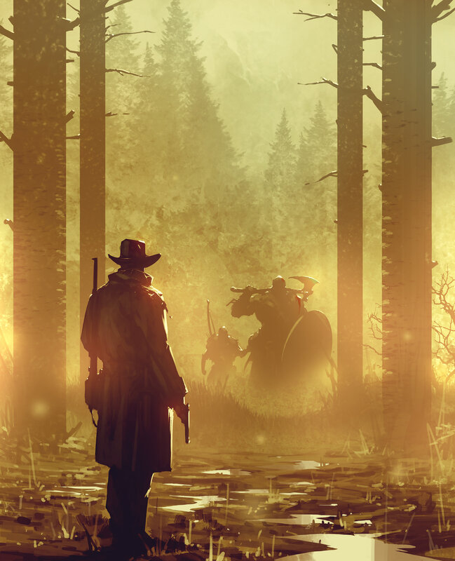 Cowboy in Forest