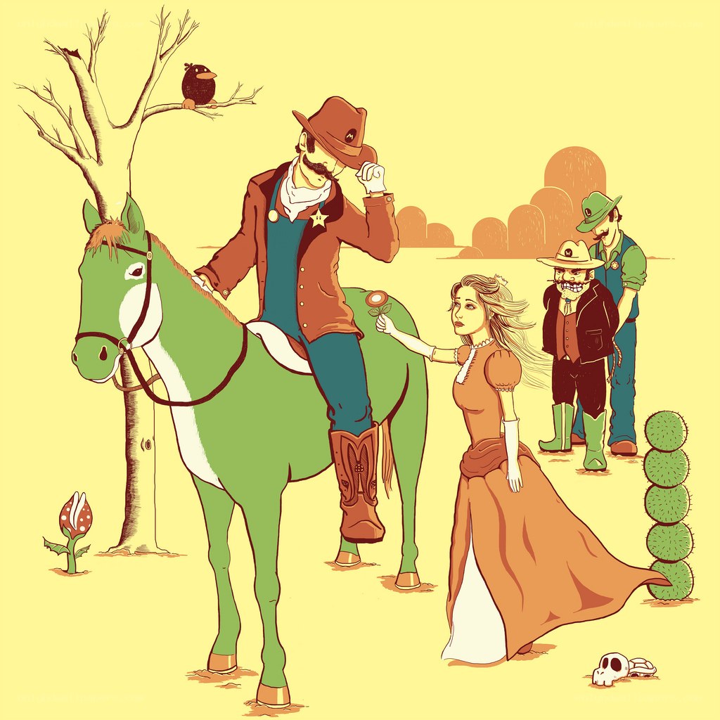 Cowboy Mario in the desert