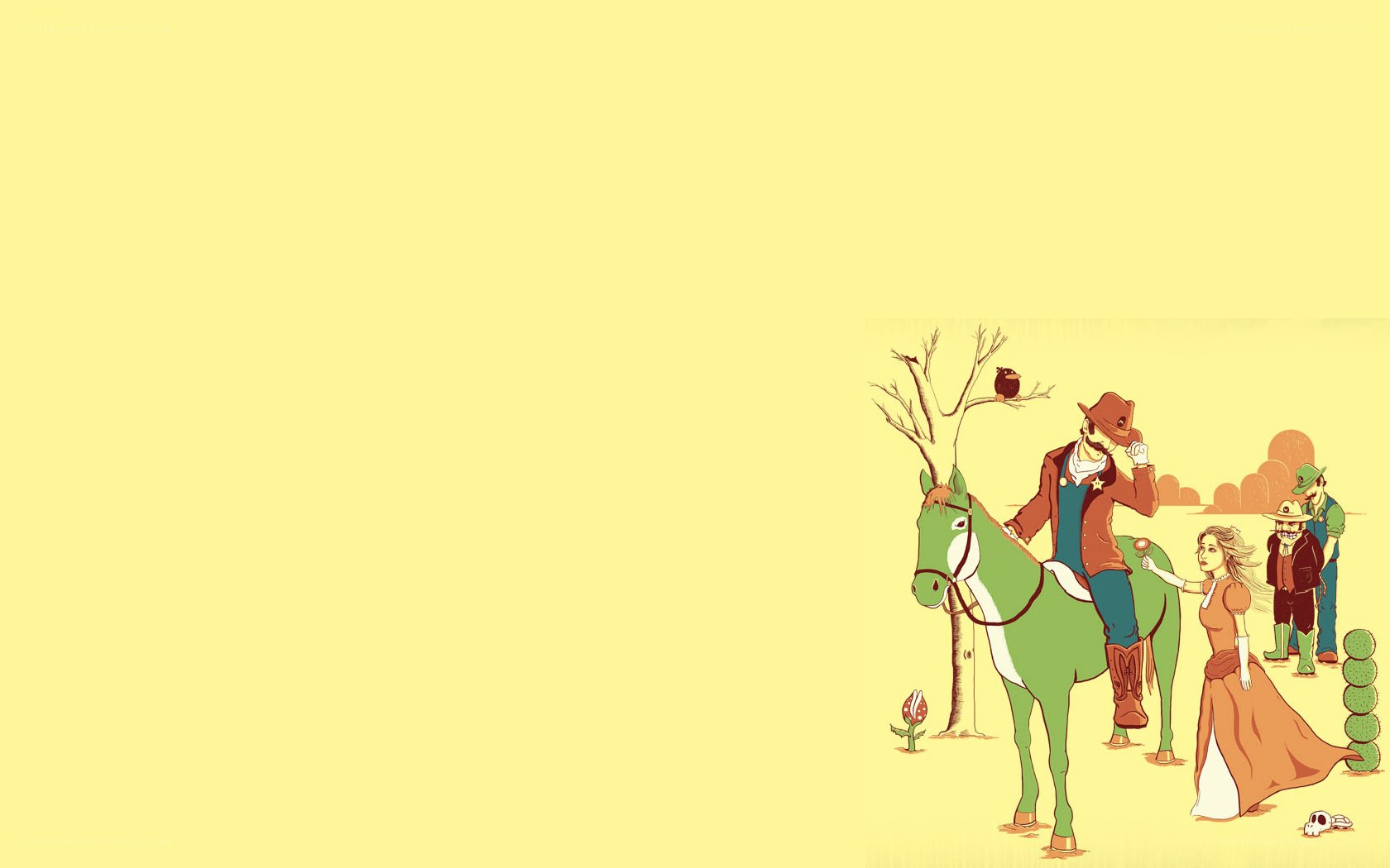 cowboy on a green horse