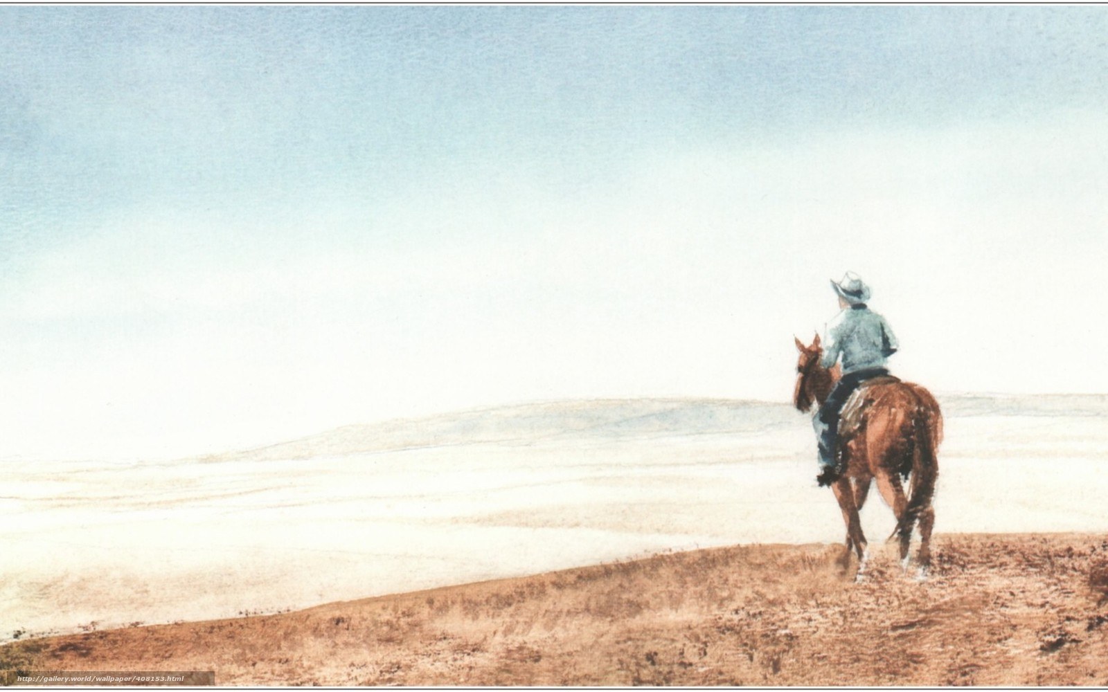 Cowboy on a horse in the desert