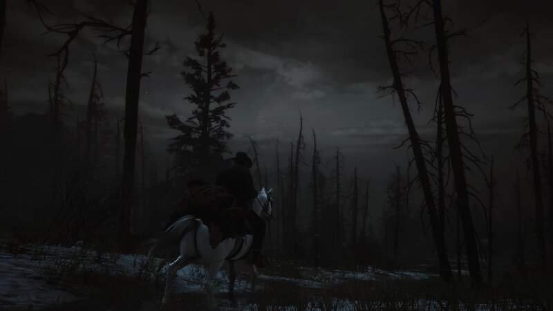 Cowboy on Horse — Black, Dark, Somber