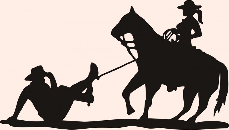 Cowboy on Horse — Black, Dramatic, Silhouette