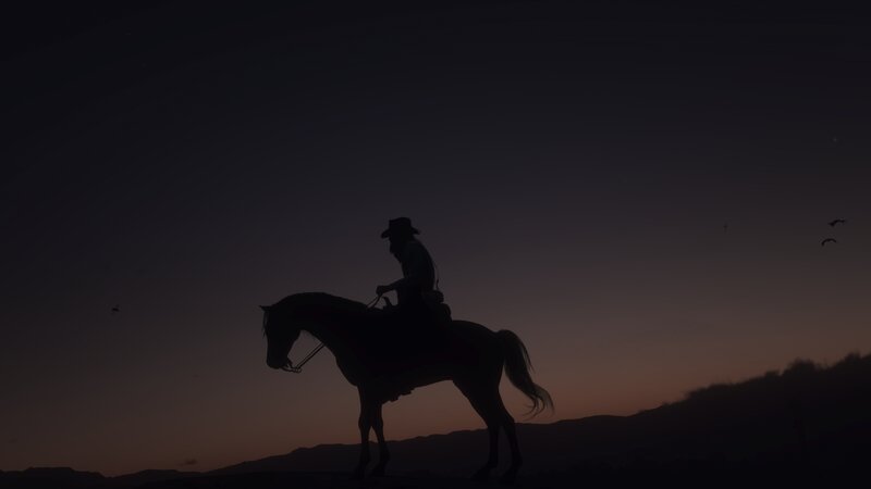 Cowboy on Horse — Black, Dramatic, Sunset, 3d Render