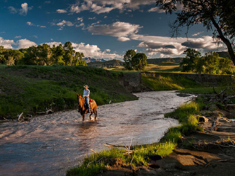 Cowboy on Horse — Blue, Serene, Afternoon