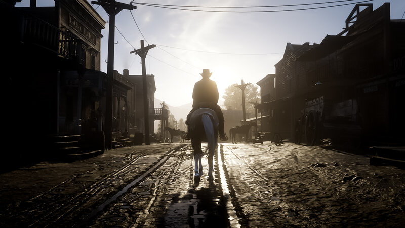Cowboy on Horse — Brown, Dramatic, Sunset, 3d Render