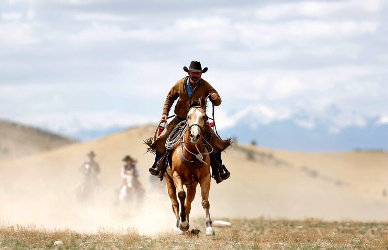 Cowboy on Horse — Brown, Dusty