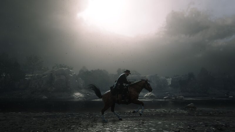 Cowboy on Horse — Gray, Dramatic