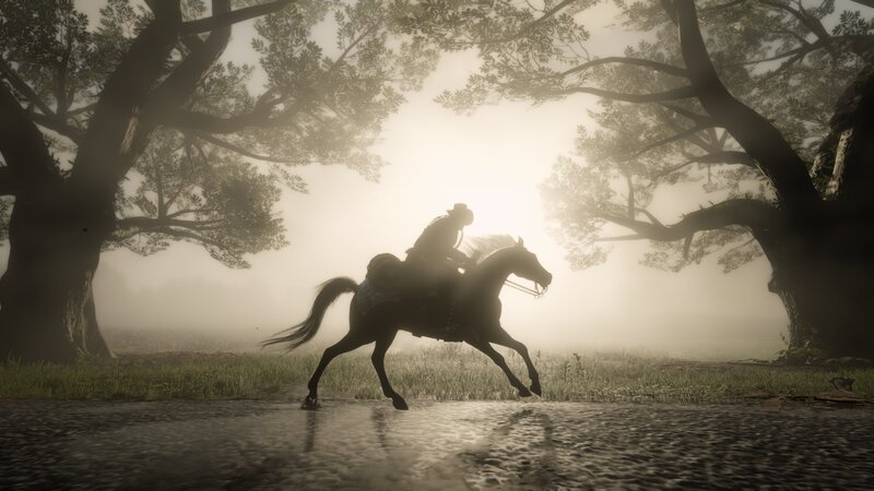 Cowboy on Horse — Gray, Serene