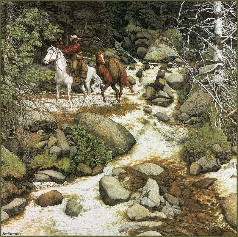 Cowboy on Horse — Green, Calm