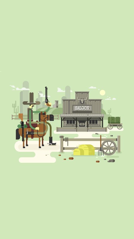 Cowboy on Horse — Light Green