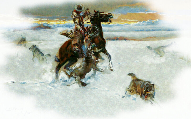 Cowboy on Horse — White