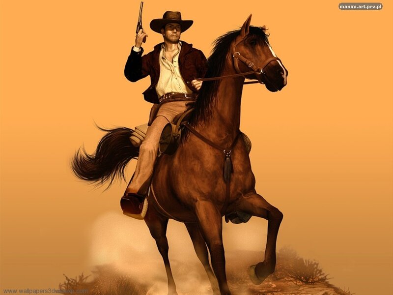 cowboy on horse with gun