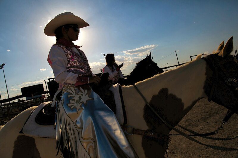 Cowboy on Horseback — Blue, Dramatic