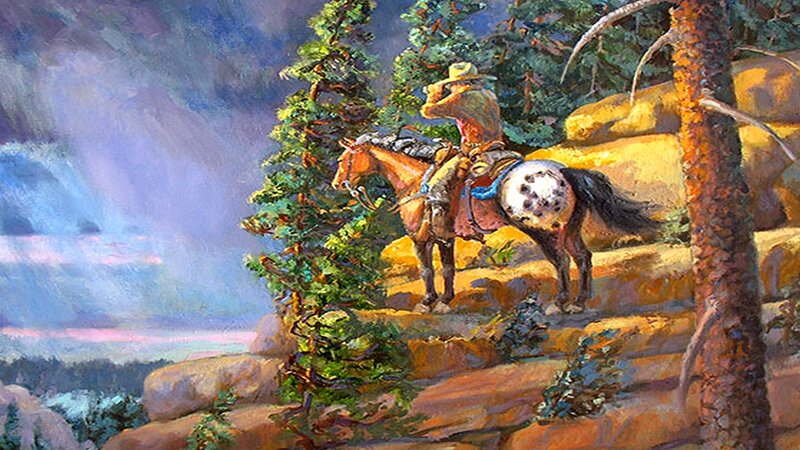 Cowboy on Horseback — Blue