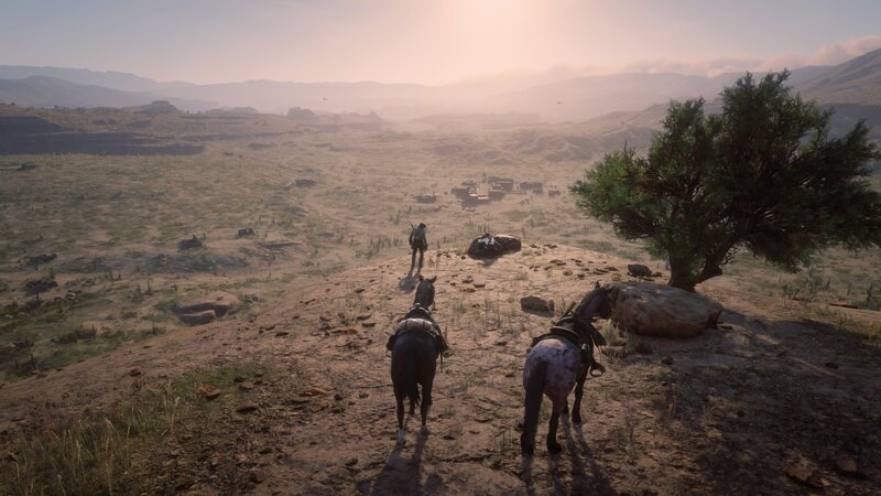 Cowboy on Horseback — Brown, Serene, Sunset