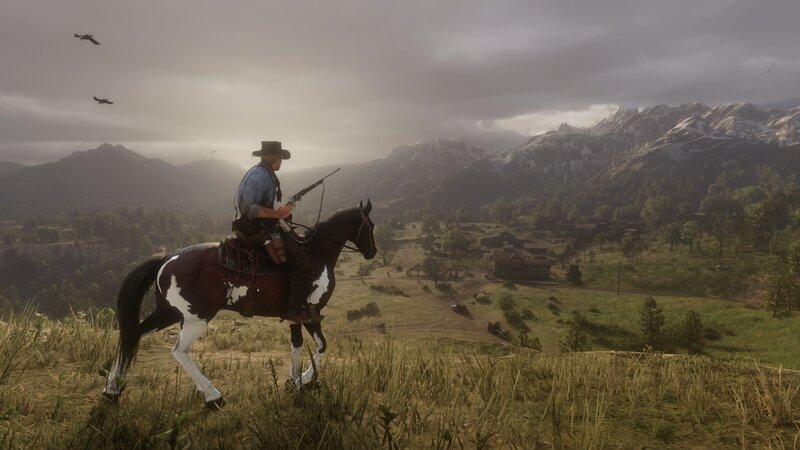 Cowboy on Horseback — Green, Dramatic