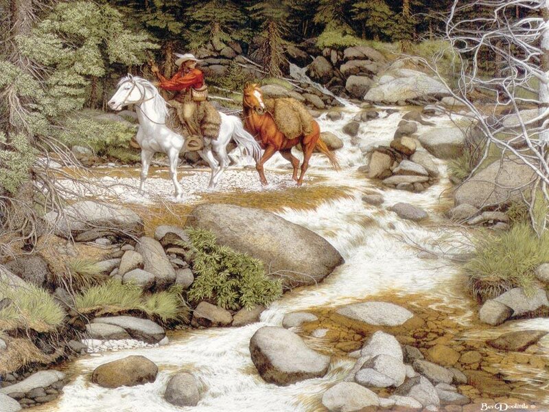 Cowboy on Horseback — Green