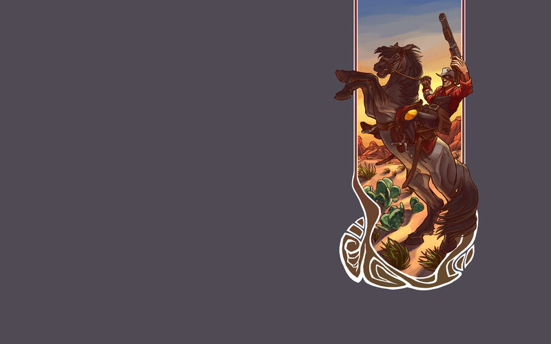cowboy on horseback in desert