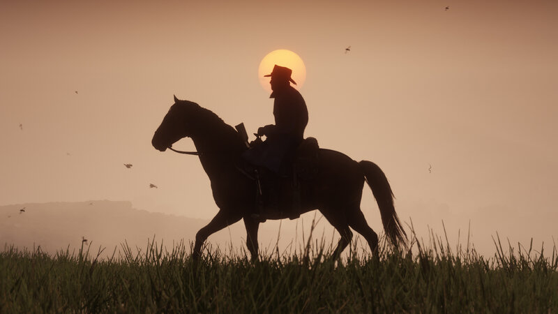 Cowboy on Horseback — Orange, Serene